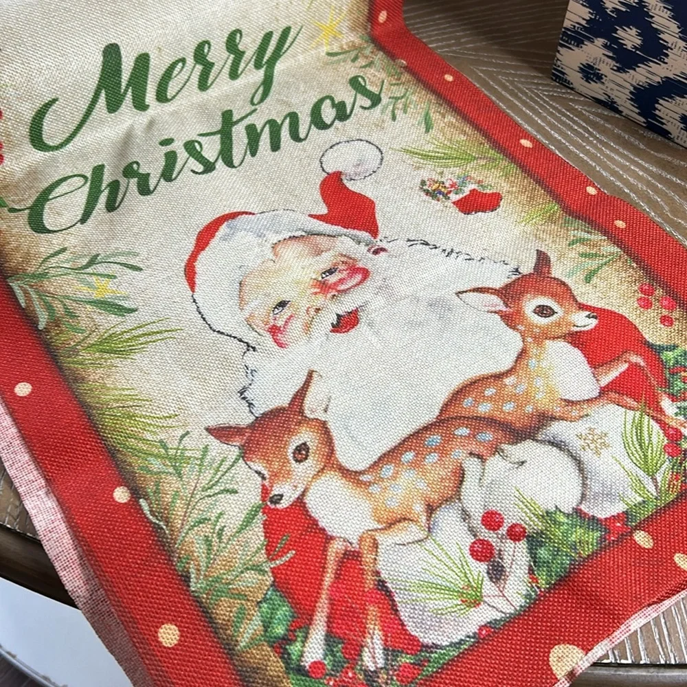 NEW! Vintage Inspired Nostalgic North Pole Santa Claus Dining Table Runner